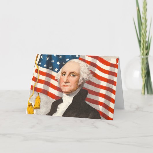 George Washington Patriottische Amerikaanse vlag 4 Kaart (Voorkant)
