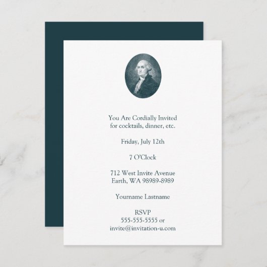 George Washington Portrait Oval Kaart (Voorkant / Achterkant)