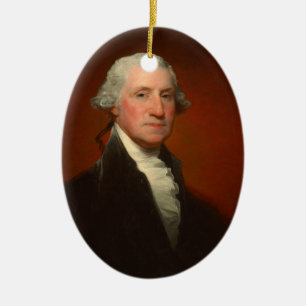 George Washington Portrait Oval Kerstversiering Keramisch Ornament