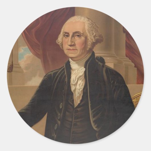 George Washington Portrait Ronde Sticker (Voorkant)