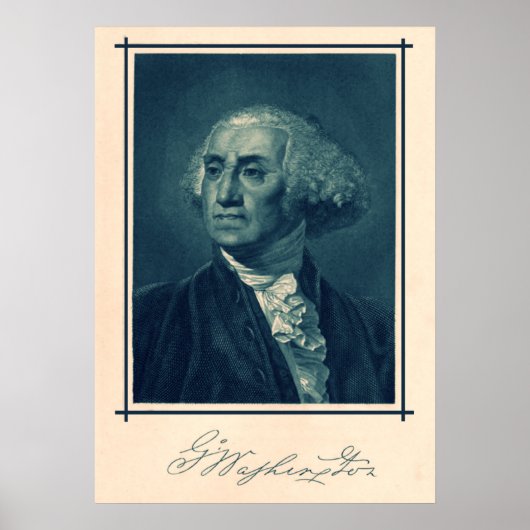 George Washington Portrait & Signature Poster (Voorkant)