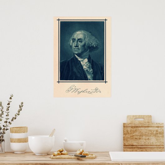 George Washington Portrait & Signature Poster (Keuken)