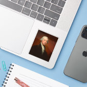 George Washington Portrait Sticker (Laptop met iPhone)