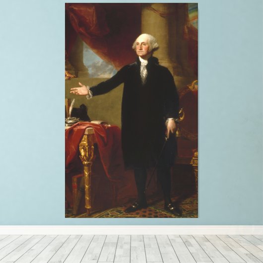 George Washington Portret schilderen 2 Canvas Afdruk (Insitu (Houten vloer))