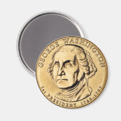 George Washington Presidential $1 Muntmagneet Magneet (Voorkant / Achterkant)