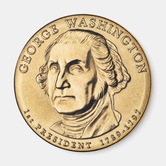 George Washington Presidential $1 Muntmagneet Magneet (Voorkant)