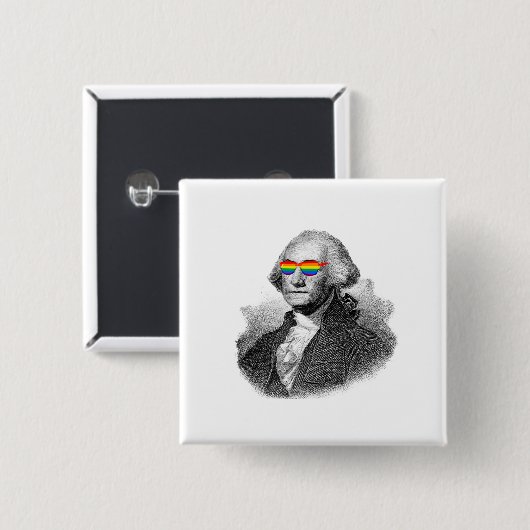 George Washington Pride Vierkante Button 5,1 Cm (Voorkant /achterkant)