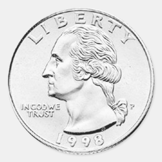 George Washington Quarter Dollar Ronde Sticker (Voorkant)