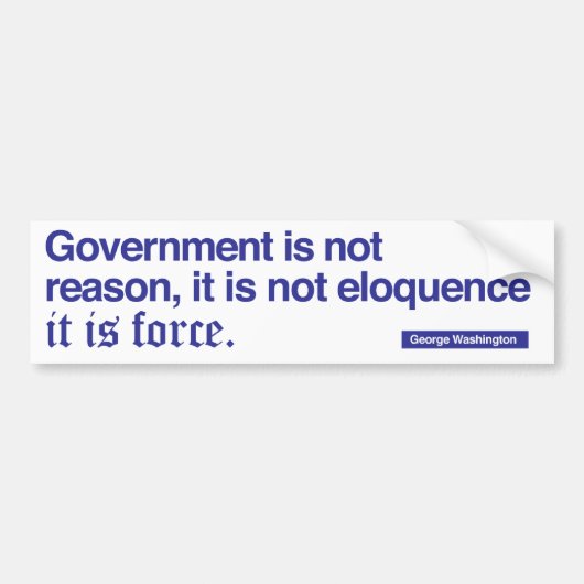 George Washington Quote / Blauw op wit Bumpersticker (Voorkant)