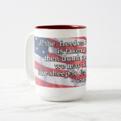 George Washington Quote over de vrijheid van menin Tweekleurige Koffiemok (Voorkant links)