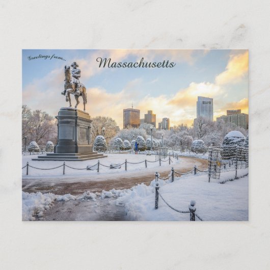 George Washington Rides Boston Public Gardens Briefkaart (Voorkant)