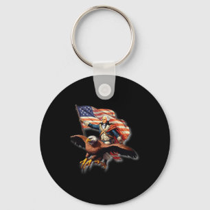 George Washington Riding A Bald Eagle Patriotic Wo Sleutelhanger