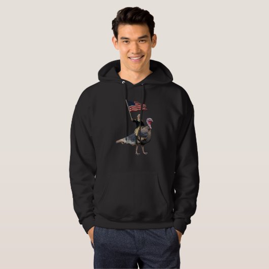 George Washington Riding A Turkey Thanksgiving Hoodie (Voorkant volledig)