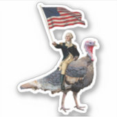 George Washington Riding A Turkey Thanksgiving Sticker (Voorkant)