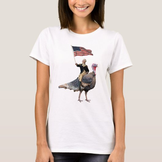 George Washington Riding A Turkey Thanksgiving T-shirt (Voorkant)
