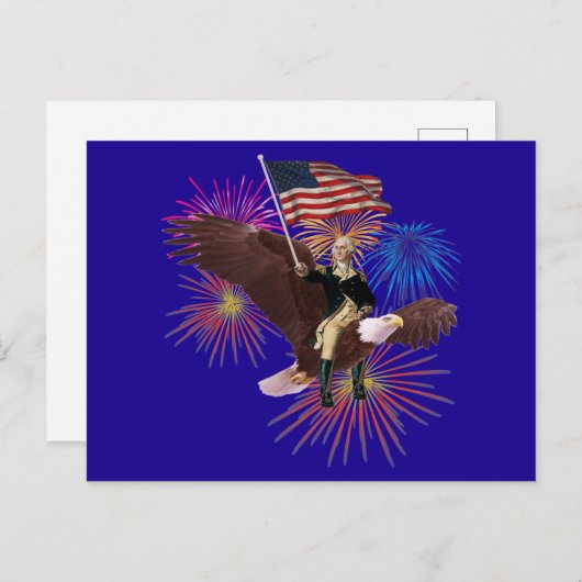 George Washington Riding Eagle met vlag Briefkaart (Voorkant / Achterkant)