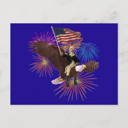 George Washington Riding Eagle met vlag Briefkaart (Voorkant)