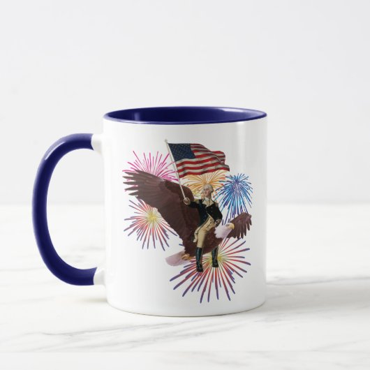 George Washington Riding Eagle met vlag Mok (Links)