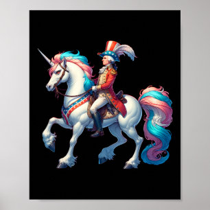 George Washington rijdend op een eenhoorn 4 juli w Poster