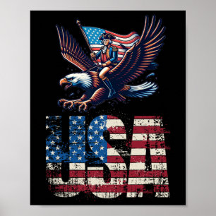 George Washington rijdt op 4 juli op een kale adel Poster