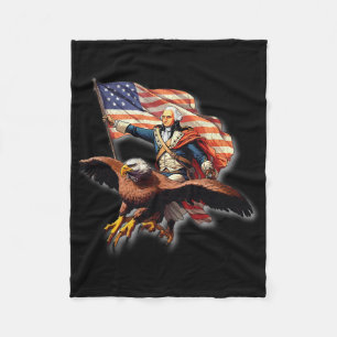 George Washington rijdt op een Ld Eagle patriottis Fleece Deken