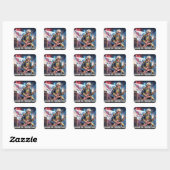 George Washington Rockster - Grondlegger van R Vierkante Sticker (Vel)