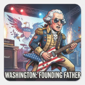 George Washington Rockster - Grondlegger van R Vierkante Sticker (Voorkant)