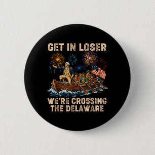 George Washington Stapt In Terwijl Hij De Delaware Ronde Button 5,7 Cm