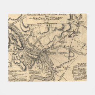 George Washington Trenton NJ Battlefield Map 1777 Fleece Deken