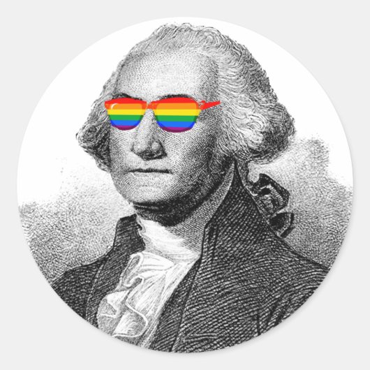 George Washington Trots Ronde Sticker (Voorkant)