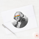 George Washington Trots Ronde Sticker (Envelop)
