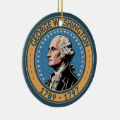 George Washington US President Illustration Badge Keramisch Ornament (Rechts)