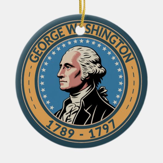 George Washington US President Illustration Badge Keramisch Ornament (Voorkant)