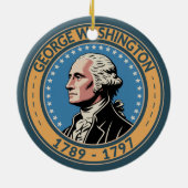 George Washington US President Illustration Badge Keramisch Ornament (Achterkant)