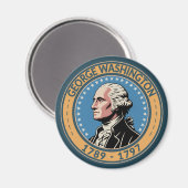 George Washington US President Illustration Badge Magneet (Voorkant / Achterkant)