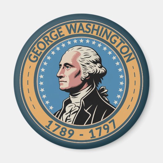 George Washington US President Illustration Badge Magneet (Voorkant)