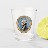 George Washington US President Illustration Badge Shot Glas (Voorkant)