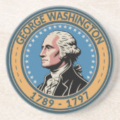 George Washington US President Illustration Badge Zandsteen Onderzetter (Voorkant)