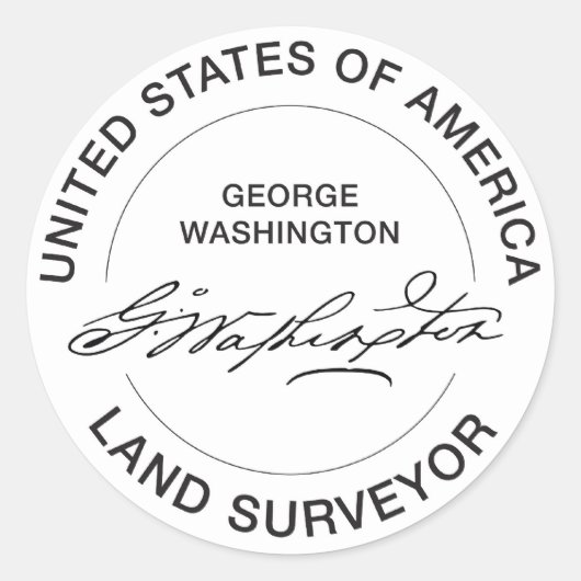 George Washington USA Land Surveyor Seal Ronde Sticker (Voorkant)