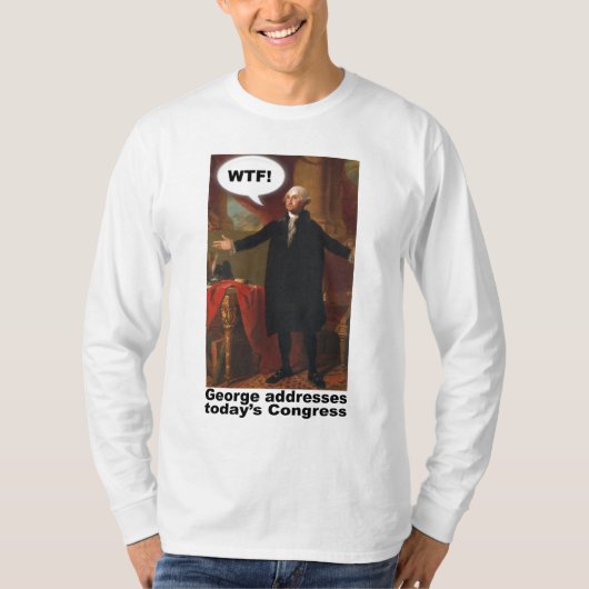 George Washington WTF (met onderschrift) Lange hoe T-shirt (Voorkant)