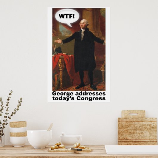 George Washington WTF (met onderschrift) Poster (Keuken)