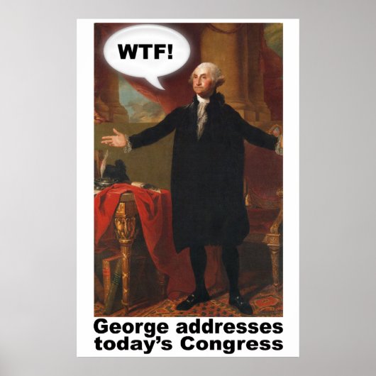 George Washington WTF (met onderschrift) Poster (Voorkant)
