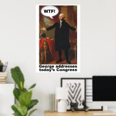 George Washington WTF (met onderschrift) Poster (Thuiskantoor)