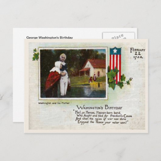 George Washington's verjaardag Briefkaart (Voorkant / Achterkant)