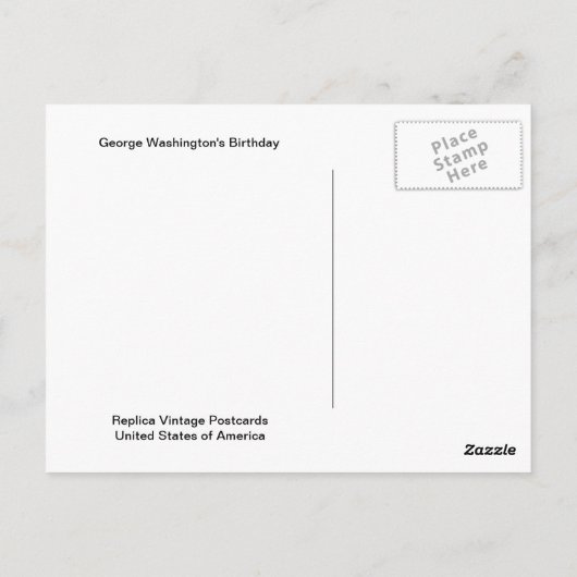 George Washington's verjaardag Briefkaart (Achterkant)