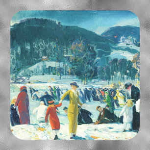 George Wesley Bellows -Love Winter-Kerstmis Vierkante Sticker