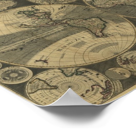 George Willdey 1702 Kaart van de wereld Poster (Hoek)