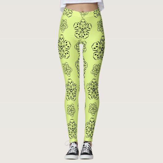 Georgeous Mindaro Yellow Mandela Pattern Leggings (Voorkant)
