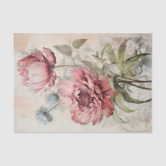 Georgeous Peony Botanical Flower Illustration Tissuepapier (Voorkant)