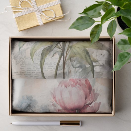 Georgeous Peony Botanical Flower Illustration Tissuepapier (Geschenk)